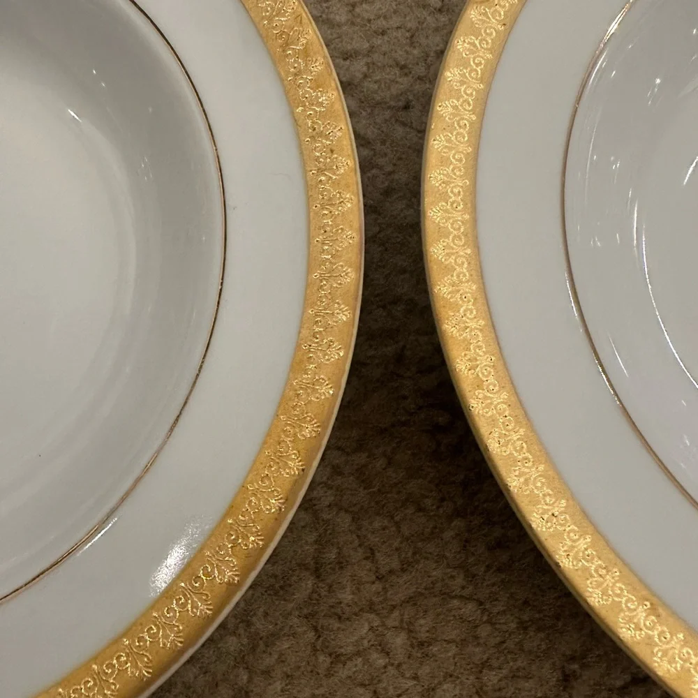 Gabbay Porcelain Elegant Gold Rimmed Bowls 8in - Set of 2 Vintage